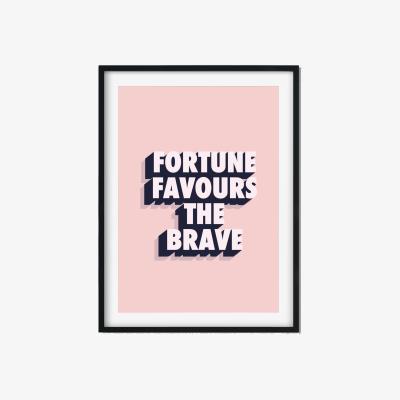 Wolf & Badger Pink / Purple Fortune Favours The Brave A3 297 X 420Mm The Native State