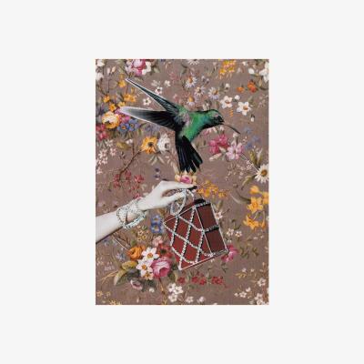 Wolf & Badger Gold / Black / Grey Bird & Hand Art Print Susi Bellamy