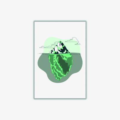 Wolf & Badger Green Iceberg Right Ahead A1 594 X 841Mm Stanley Print House