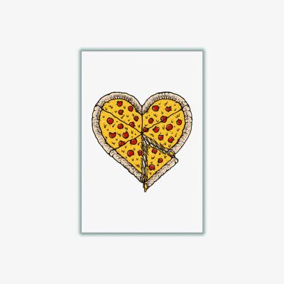 Wolf & Badger Yellow / Orange I Love Pizza A4 210 X 297Mm Stanley Print House