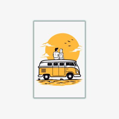 Wolf & Badger Yellow / Orange Did You See The Sunset Last Night? A4 210 X 297Mm Stanley Print House