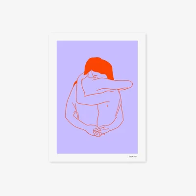 Wolf & Badger Pink / Purple / Yellow Anchor Art Print 30X40Cm Soumati Studio