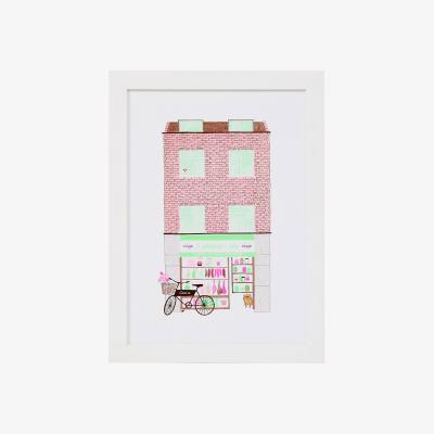 Wolf & Badger Green / Pink / Purple I Camisa Deli Risograph Print - Brown Green Pink & Purple Rosa & Clara Designs