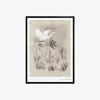 Wolf & Badger Neutrals / Black / Grey A2 - 'Take Flight' Bird Print Grey White One Size Rosanna Corfe