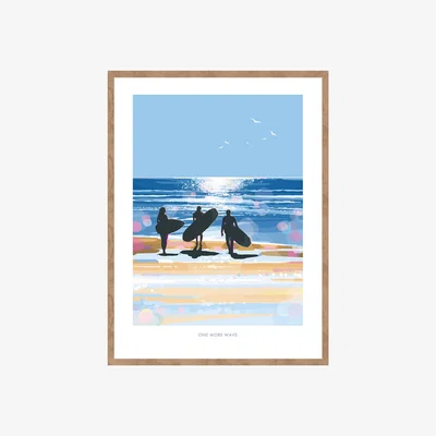 Wolf & Badger One More Wave Quote Print | A4 | 210 X 297Mm | Becky Bettesworth