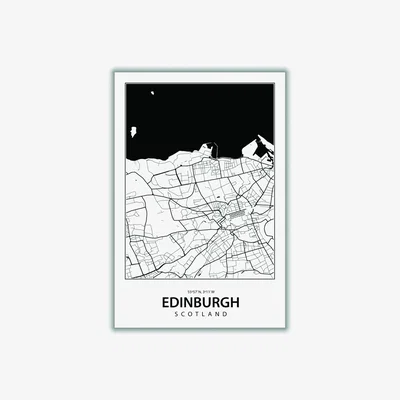 Wolf & Badger Black Map Of Edinburgh 1 Large Stanley Print House
