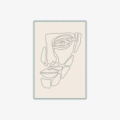 Wolf & Badger Black Abstract Face Lines #1 Large Stanley Print House