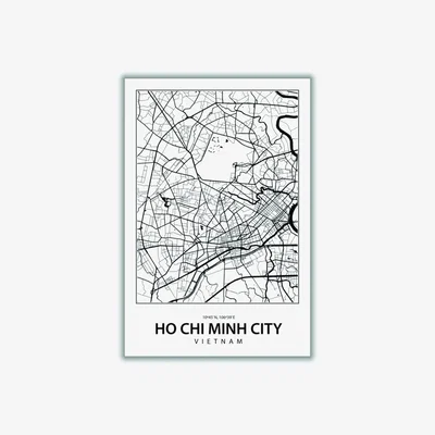 Wolf & Badger Black Map Of Ho Chi Minh City A4 210 X 297Mm Stanley Print House