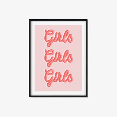 Wolf & Badger Pink / Purple Girls, Girls, Girls A3 297 X 420Mm The Native State