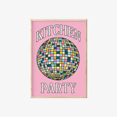 Wolf & Badger Pink / Purple A3 Pink Kitchen Party Disco Ball Print Sofe Store