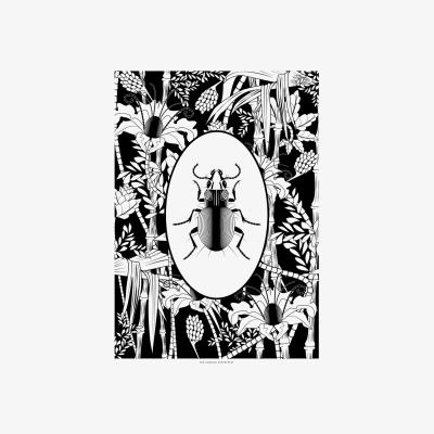 Wolf & Badger Black / White Elemental Beetle Print Black & White The Curious Department