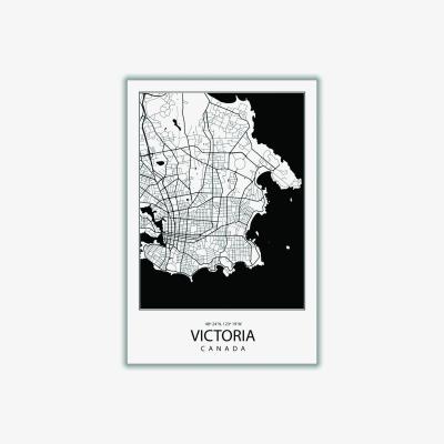 Wolf & Badger Black Map Of Victoria Canada A1 594 X 841Mm Stanley Print House