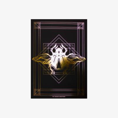 Wolf & Badger Deco Scarab Print A4 Gold & Black The Curious Department