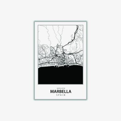 Wolf & Badger Black Map Of Marbella Spain Medium Stanley Print House