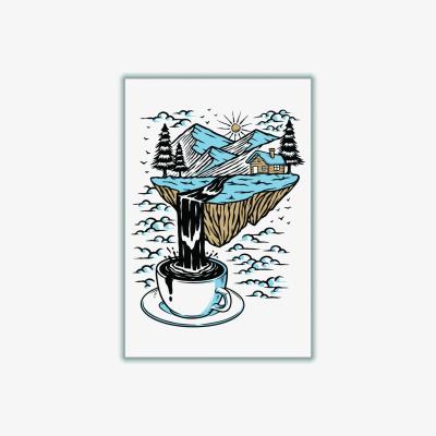 Wolf & Badger Blue The River Flows A4 210 X 297Mm Stanley Print House