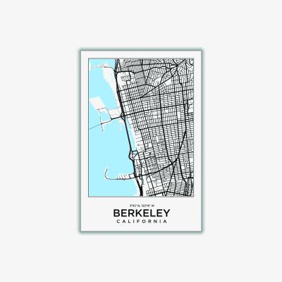 Wolf & Badger Blue Map Of Berkeley California Large Stanley Print House