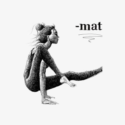 Wolf & Badger Black / White If You Fall, I Will Be There Inspirational Yoga Art Print: Woman Practicing On Her Yoga Mat Awol