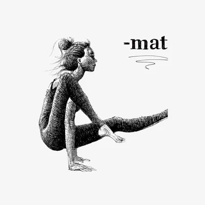 Wolf & Badger Black / White If You Fall, I Will Be There Inspirational Yoga Art Print: Woman Practicing On Her Yoga Mat Awol