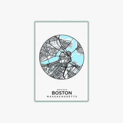 Wolf & Badger Blue Map Of Boston Small Stanley Print House