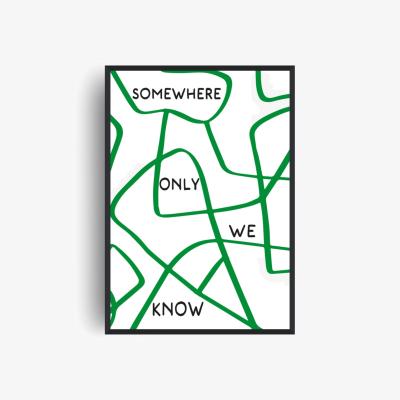 Wolf & Badger Black / Green Somewhere Only We Know Retro Music Lyric Christmas Giclée Art Print | A3 | 297 X 420Mm | Fanclub