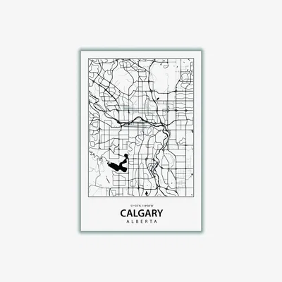 Wolf & Badger Black Map Of Calgary Alberta Extra Large Stanley Print House