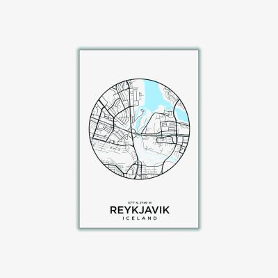 Wolf & Badger Blue Map Of Reykjavik Extra Large Stanley Print House