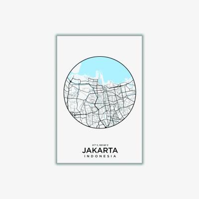 Wolf & Badger Blue Map Of Jakarta A3 297 X 420Mm Stanley Print House