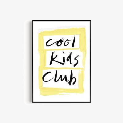 Wolf & Badger Yellow / Orange Cool Kids Club Hand Painted Art Print - A2 | Natalie Cass Art
