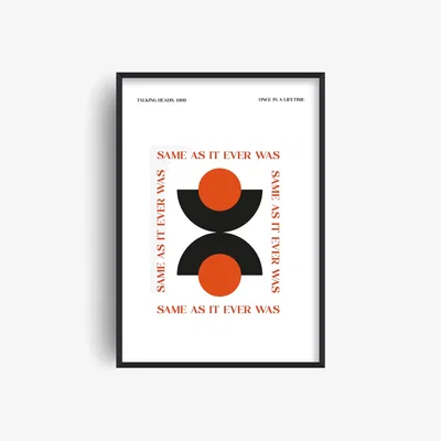 Wolf & Badger Black / Red Same As It Ever Was Talking Heads 1980'S Music Retro Giclée Art Print A2 | A2 | 420 X 594Mm | Fanclub