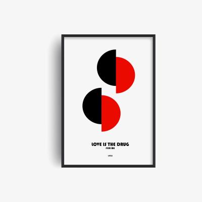 Wolf & Badger Love Is The Drug For Me Roxie Music Inspired Retro Giclée Art Print A2 420 X 594Mm Fanclub
