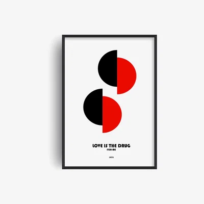 Wolf & Badger Love Is The Drug For Me Roxie Music Inspired Retro Giclée Art Print A2 420 X 594Mm Fanclub