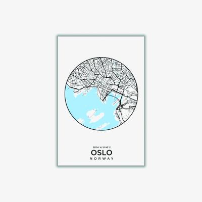 Wolf & Badger Blue Map Of Oslo A4 210 X 297Mm Stanley Print House
