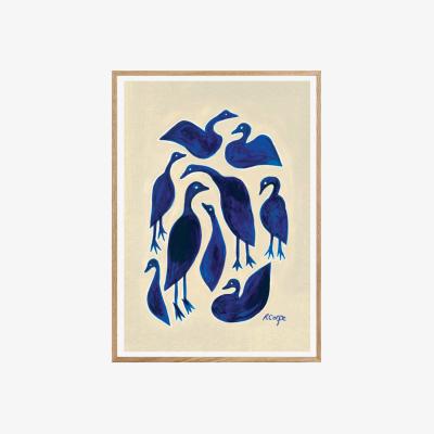 Wolf & Badger Neutrals / Blue A3 Blue Ducks Print Rosanna Corfe