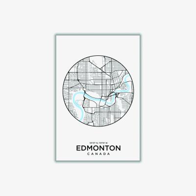 Wolf & Badger Blue Map Of Edmonton A2 420 X 594Mm Stanley Print House
