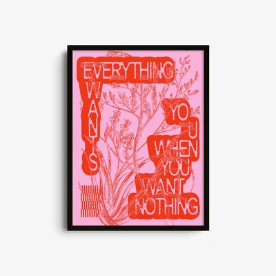 Wolf & Badger Pink / Purple / Red Everything You Want - Giclee Fine Art Print - Small | 12 X 16" | East Side Studio London
