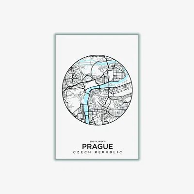 Wolf & Badger Blue Map Of Prague A3 297 X 420Mm Stanley Print House