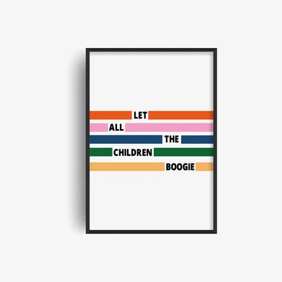 Wolf & Badger Let All The Children Boogie Retro Bowie Inspired Giclée Art Print A2 420 X 594Mm Fanclub