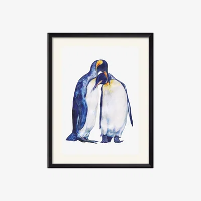 Wolf & Badger Blue Penguins Art Print Claudine O'sullivan Illustration & Design