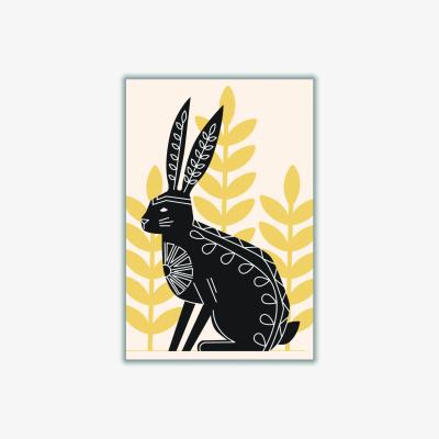Wolf & Badger Black Bunny's Natural Habitat A4 210 X 297Mm Stanley Print House