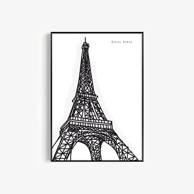 Wolf & Badger Black / White Eiffel Tower Art Print - A2 | A2 | 420 X 594Mm | Natalie Cass Art