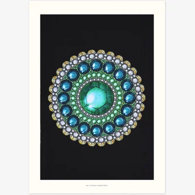 Wolf & Badger Black / Blue Zellandine's Brooch: Art Print The Curious Department