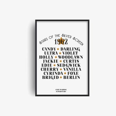 Wolf & Badger Andy Warhol Superstars Inspired Retro Giclée Art Print A3 297 X 420Mm Fanclub