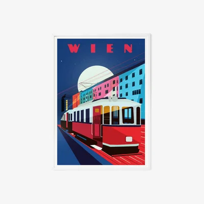 Wolf & Badger Wien Vienna Illustrated Art Print A3 297 X 420Mm Eye for London Prints
