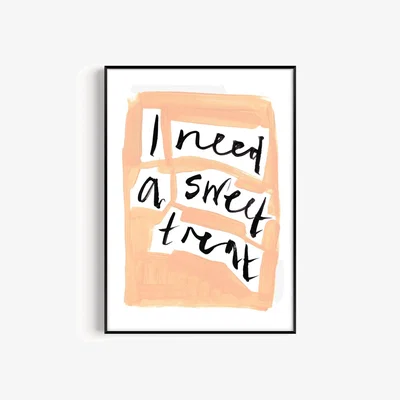 Wolf & Badger Pink / Purple / Yellow Sweet Treat Hand Painted Art Print - A3 | Natalie Cass Art