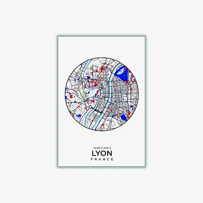 Wolf & Badger Black Map Of Lyon France 1 Extra Large Stanley Print House