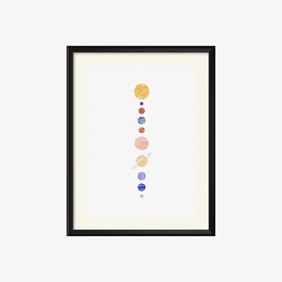 Wolf & Badger Neutrals / Gold / Blue Planets A3 Art Print Claudine O'sullivan Illustration & Design