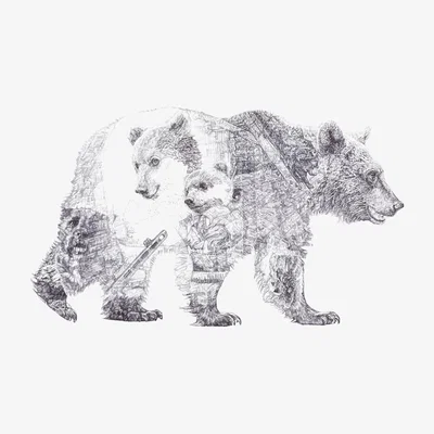 Wolf & Badger Black Mummy Bear & Baby Bear Limited Edition Print Jane Lee Mccracken