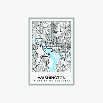 Wolf & Badger Blue Map Of Washington District Of Columbia A1 594 X 841Mm Stanley Print House
