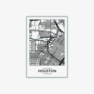 Wolf & Badger Black Map Of Houston Texas Medium Stanley Print House