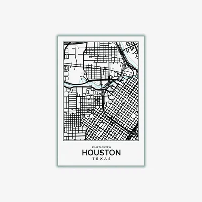 Wolf & Badger Black Map Of Houston Texas Medium Stanley Print House